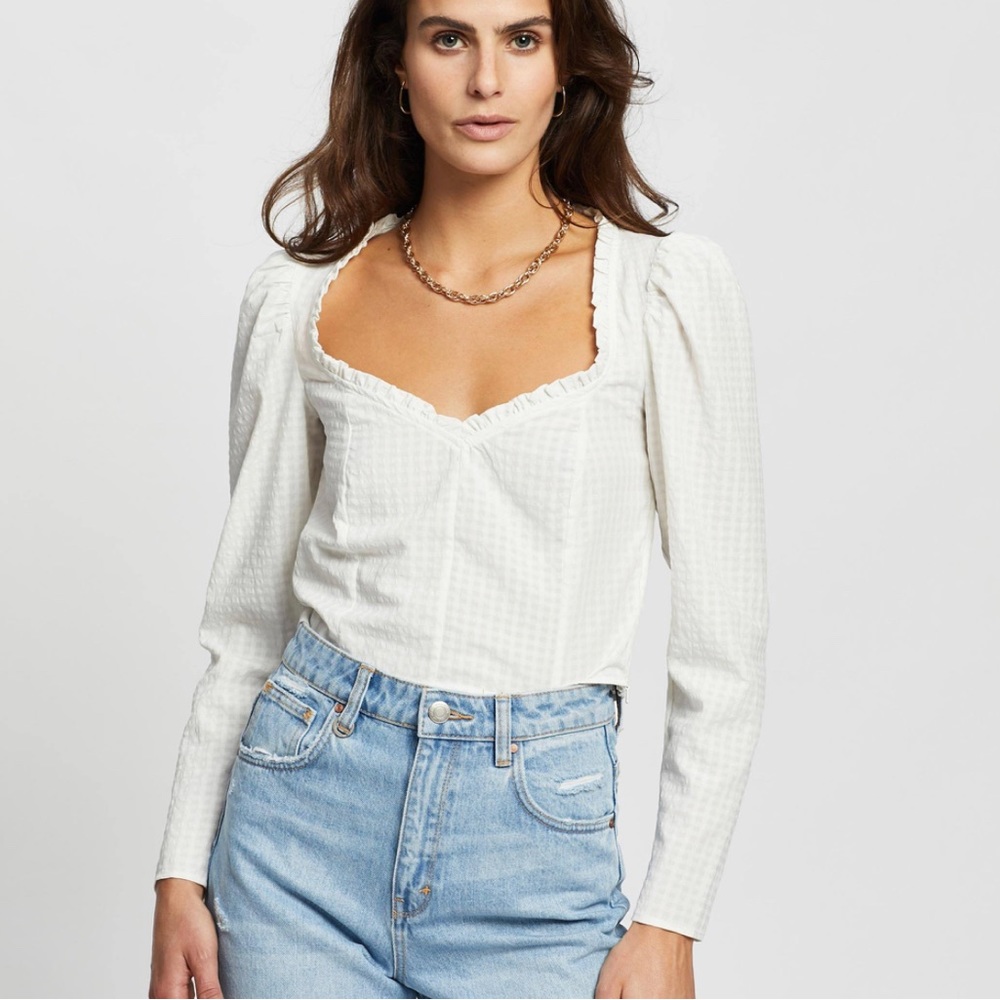 Topshop Women's White Satin Prairie Crop Top SZ 8
